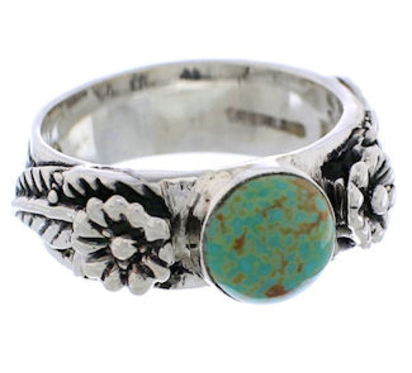 Silver Turquoise Flower Southwestern Jewelry Ring Size 6-1/4 TX28142